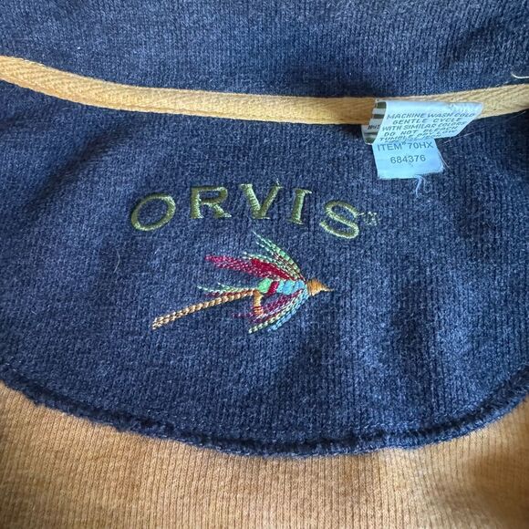 Orvis Men's XL Pullover Sweater 1/4 Front Zip Mustard 100% Cotton VERY NICE! - Picture 3 of 11